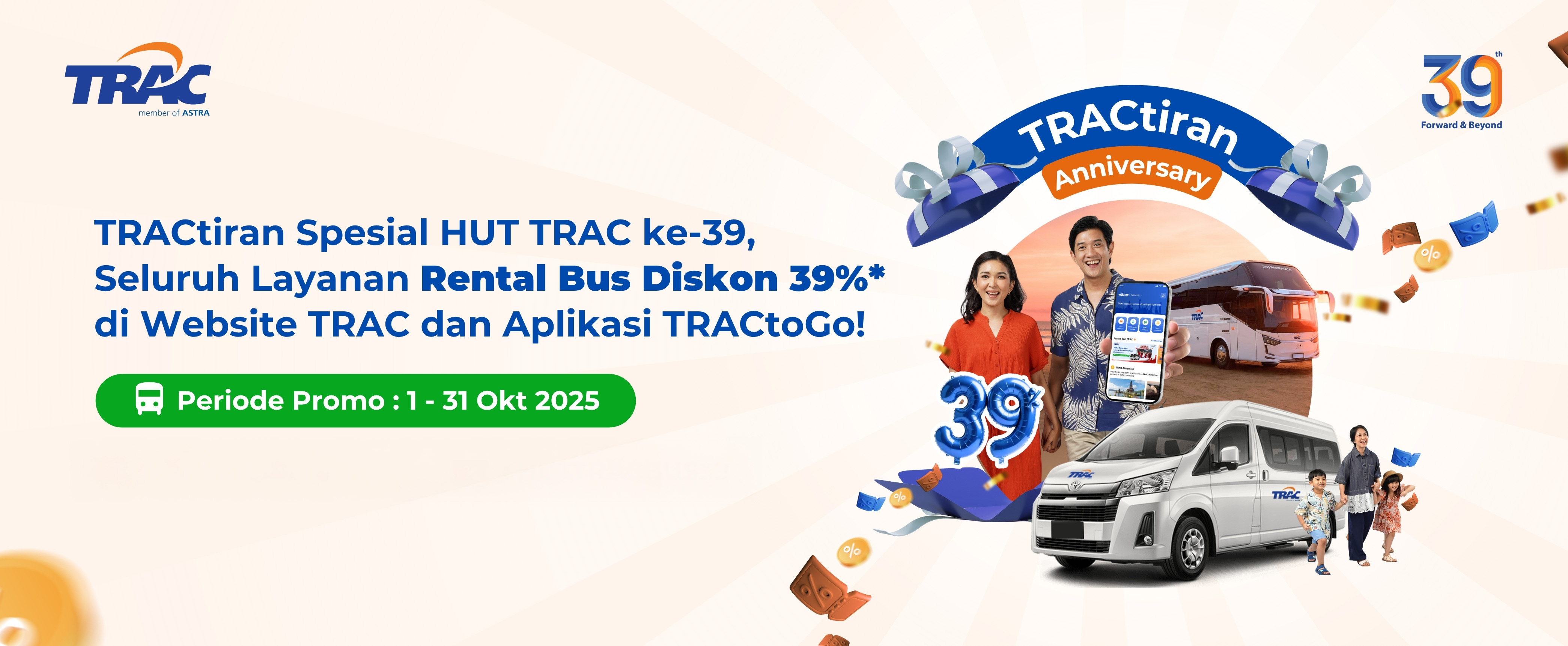 Promo Sewa Bus Pariwisata HUT 39 TRAC: Diskon Hingga Rp390.000